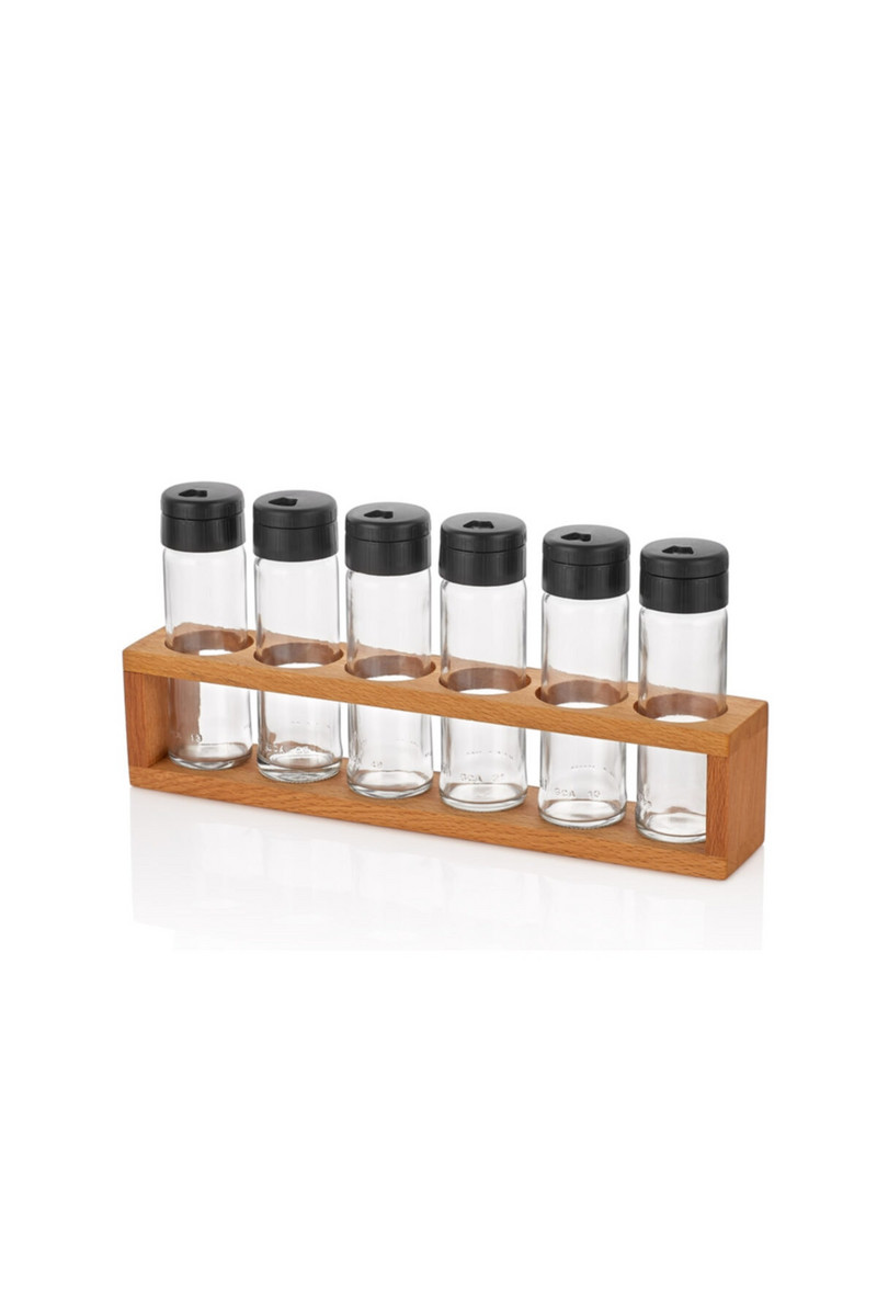 Medinis prieskonių rinkinys Prieskonių virtuvės įrankiai Priedai kamštienos Patogūs vietos taupantys virtuvės įrankiai Apvalūs prieskonių buteliai