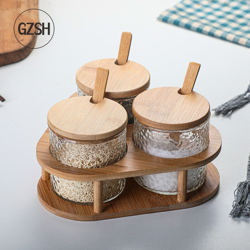 Prieskonių indelių rinkinys Buitinė virtuvė Japoniškas plaktukas stiklinis druskos plaktuvas Prieskonių indelių prieskonių stovas laikymo dėžutės rinkinys