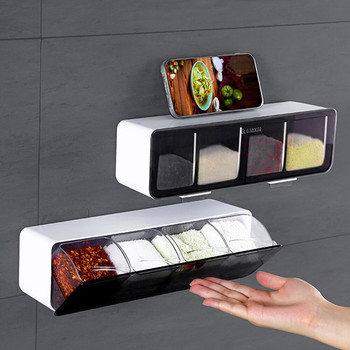 Κουζίνα Επιτοίχια Κουτί καρυκευμάτων Αλάτι πιπέρι Μπαχαρικά Ράφι Βάζο Ζαχαριέρα για Σετ συσκευής Gadget κουζίνας Εργαλείο οργάνωσης κουτιού μπαχαρικών