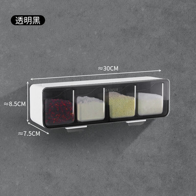 Prie sienos montuojama virtuvės prieskonių laikymo dėžutė Druskos pipirų lentynėlė su šaukštu prieskonių dozatoriumi Virtuvės organizatoriaus priedai