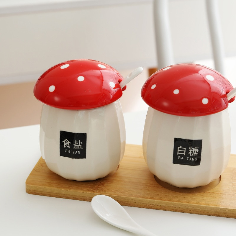 Holaroom grybo formos prieskonių laikymo talpykla Druskos ir prieskonių pipirų plaktuvas Praktiškas keraminis prieskonių puodas virtuvės prietaisai