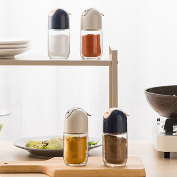 Буркан за подправки Бутилка за съхранение на подправки за кухня Прахоустойчиви видими пластмасови кухненски прибори Полезни