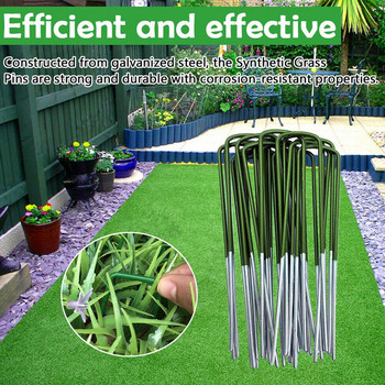 Universal μανταλάκια κήπου σε σχήμα U Ένθετο γαλβανισμένο χαλύβδινο πείρο χλοοτάπητα Ισχυρό τεχνητό γρασίδι Στερέωση γκαζόν Μισοπράσινο 150x25x3mm