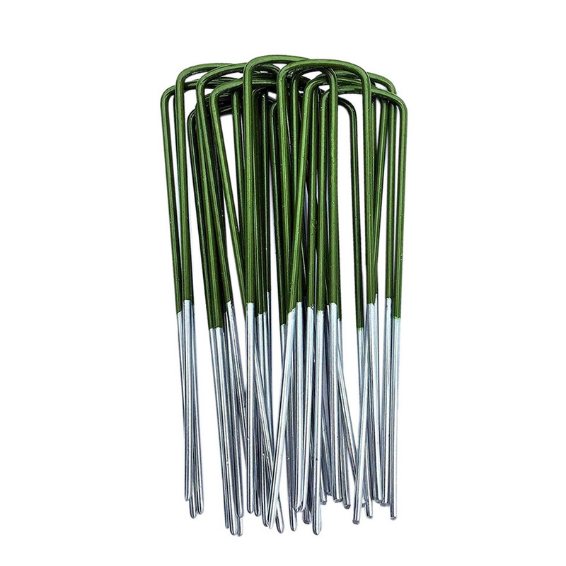 Universalūs U formos sodo kaiščiai, cinkuoto plieno velėnos kaištis, tvirtas dirbtinės žolės vejos tvirtinimas, pusiau žalias 150x25x3mm