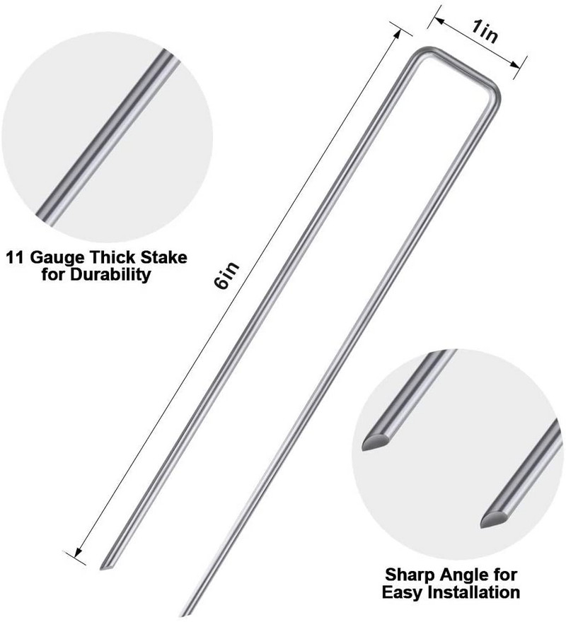 50 kusov 6-palcových záhradných kolíkov, pozinkovaných záhradných spon, ťažkých kolíkov na trávnik, plotových kolíkov na ochranu proti burine, kryt pôdy