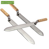 Medaus pjaustymo peilis su medine rankena nerūdijančio plieno ašmenimis bitininkystės įrankis, plokščias burnos viengubas ir dvigubas danties kraštai