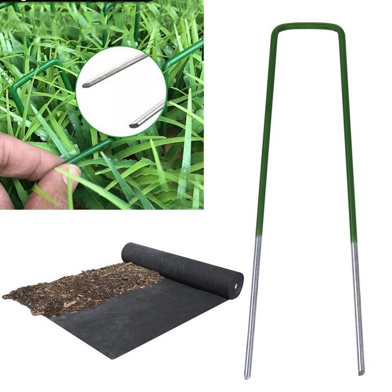 100 vnt U formos tvirtinimo vinis, cinkuotas plieninis sodo polių velėnos apsauginis vinys, skirtas tvirtinti piktžolių audinį kraštovaizdžiui nuo paukščių tinklelio