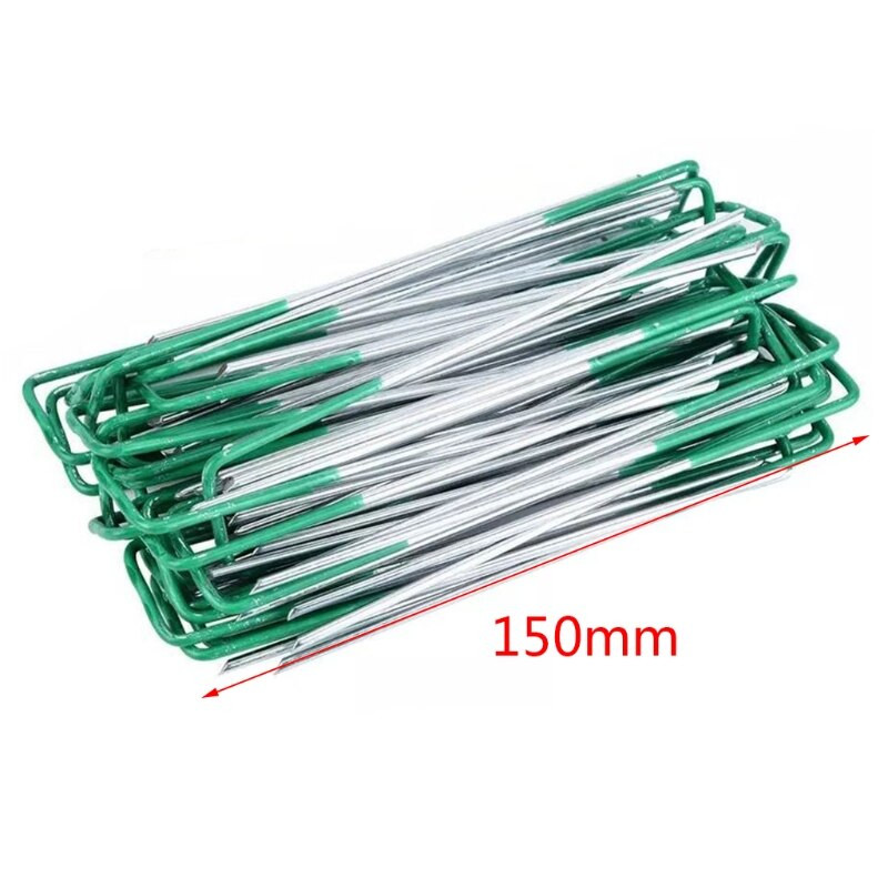  50 vnt. sodo kuoliukai kraštovaizdžio kabės U tipo velėnos kabės dirbtinei žolei, rūdijimui atsparios velėnos smeigtukai tvoroms tvirtinti