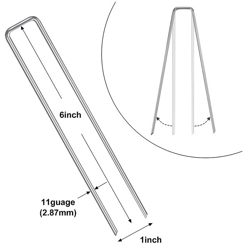50 vnt. Didelio našumo U formos sodo kuoliukai Cinkuotos kraštovaizdžio kabės kraštovaizdžio audinio drėkinimo vamzdelių tvirtinimui