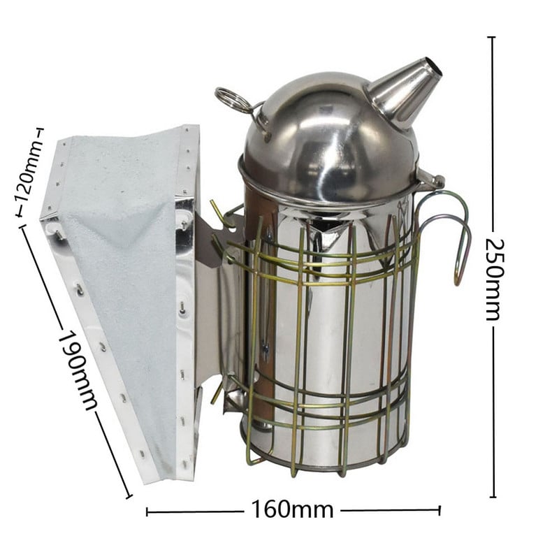 Včelárske udiarne z nehrdzavejúcej ocele, nástroje na výrobu úľov, ručný dymový stroj s háčikmi na zavesenie