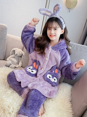 Детска плюшена  пижама за момичета с 3D-ефект