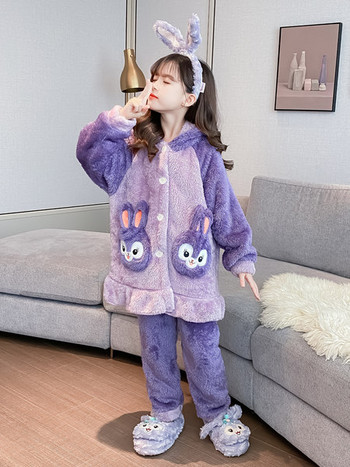 Παιδικές βελούδινες πιτζάμες για κορίτσια με 3D εφέ