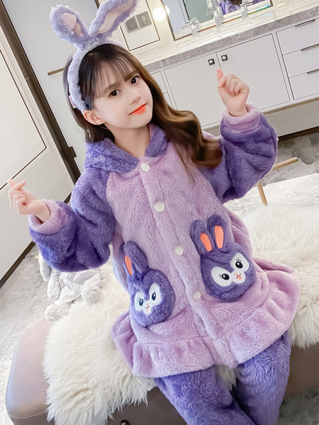 Detské plyšové pyžamo pre dievčatá s 3D efektom