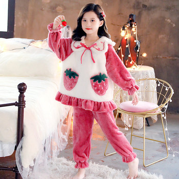 Детска плюшена пижама за момичета с 3D-елемент