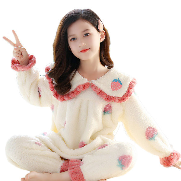 Vaikiška dviejų dalių pižama mergaitėms ilga apykakle