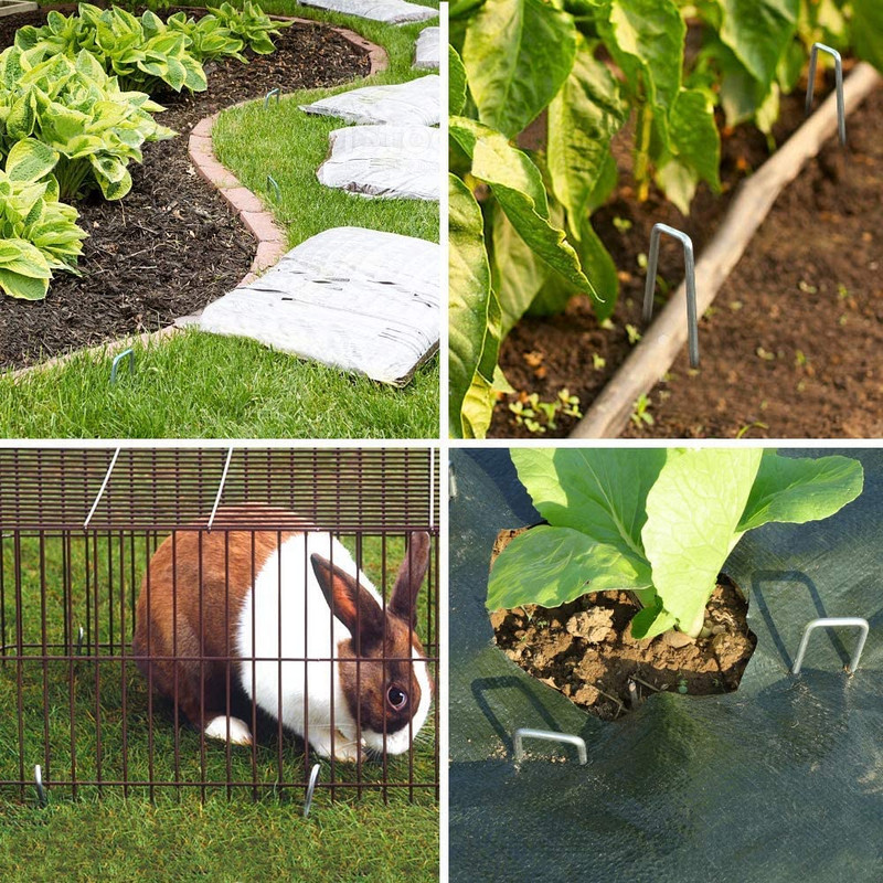 6-palcové pozinkované záhradné sponky, 50 kusov, záhradné kolíky, kolíky na trávnik, antikorózne plotové kolíky na ochranu proti burine, látkový kryt pôdy