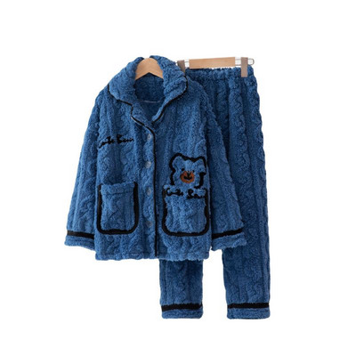 Detské vyšívané dvojdielne plyšové pyžamo pre dievčatá