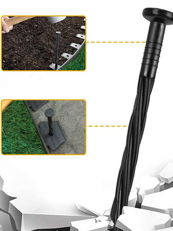 Sodo tvirtinimas įžeminamoms vinių kaiščiams Kraštovaizdžio apvadų kuoliukai Sodo veja Žemės audinys Plėvelė Krašto dangtelis Apvadų Inkaravimas Spiraliniai Kaiščiai Smaigalys