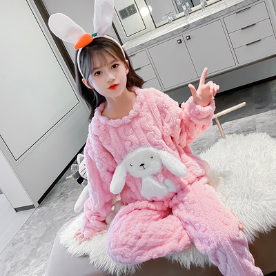 Zimné pyžamo pre dievčatá s ozdobným úpletom