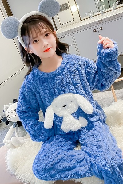 Zimné pyžamo pre dievčatá s ozdobným úpletom