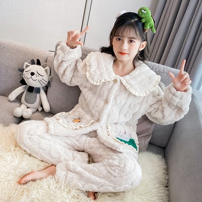 Teplé plyšové dvojdielne pyžamo pre dievčatá