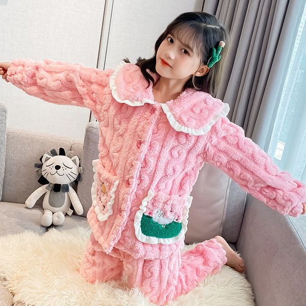 Teplé plyšové dvojdielne pyžamo pre dievčatá