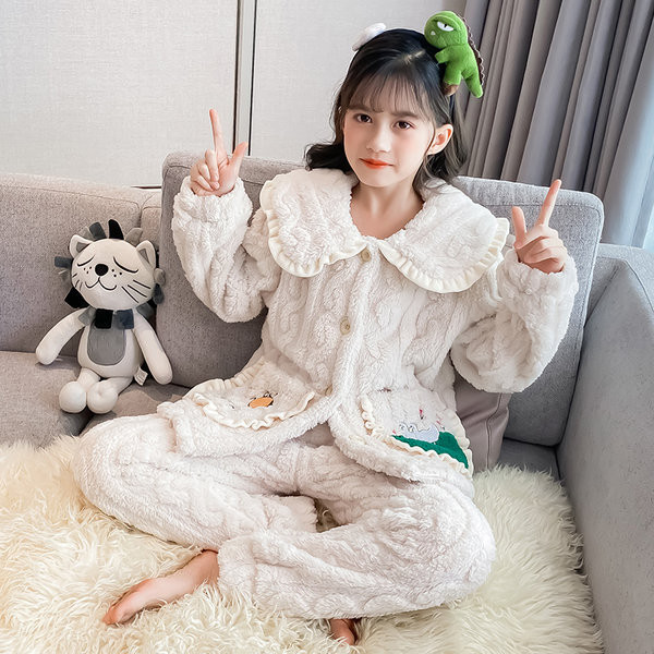 Teplé plyšové dvojdielne pyžamo pre dievčatá