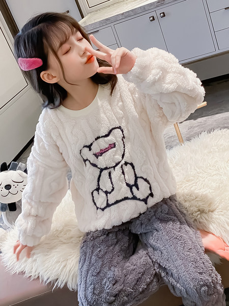 Detské dvojdielne plyšové pyžamo pre dievčatá