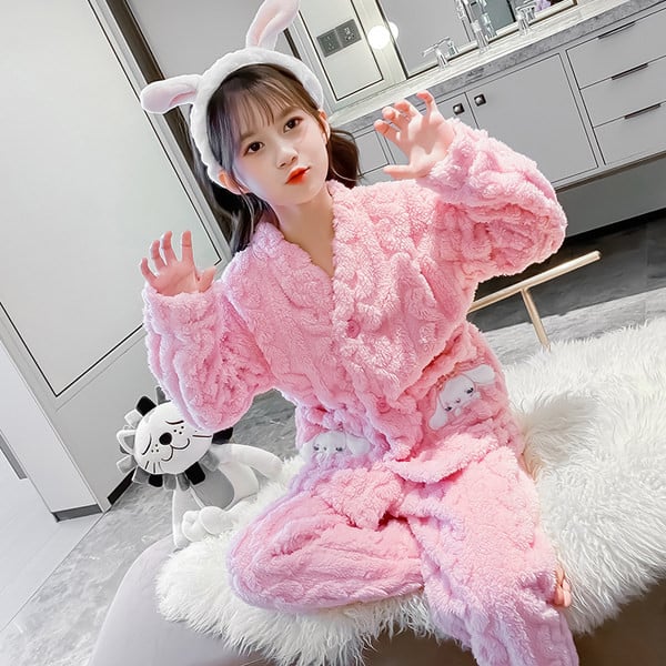 Dvojdielne jednofarebné zimné pyžamo pre dievčatá