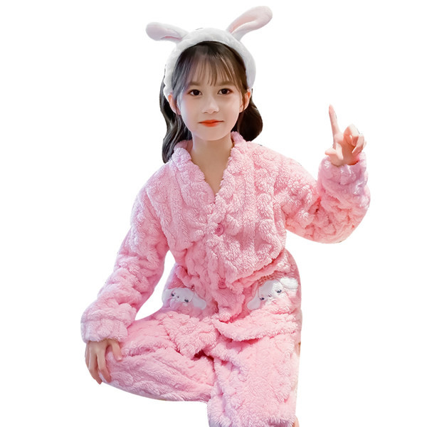 Dvojdielne jednofarebné zimné pyžamo pre dievčatá