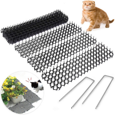10db 13cmx49cm kerti tüskés csík Dig Stop macskariasztó szőnyeg tüske Hordozható macskaellenes kutya kültéri kerti kellékek