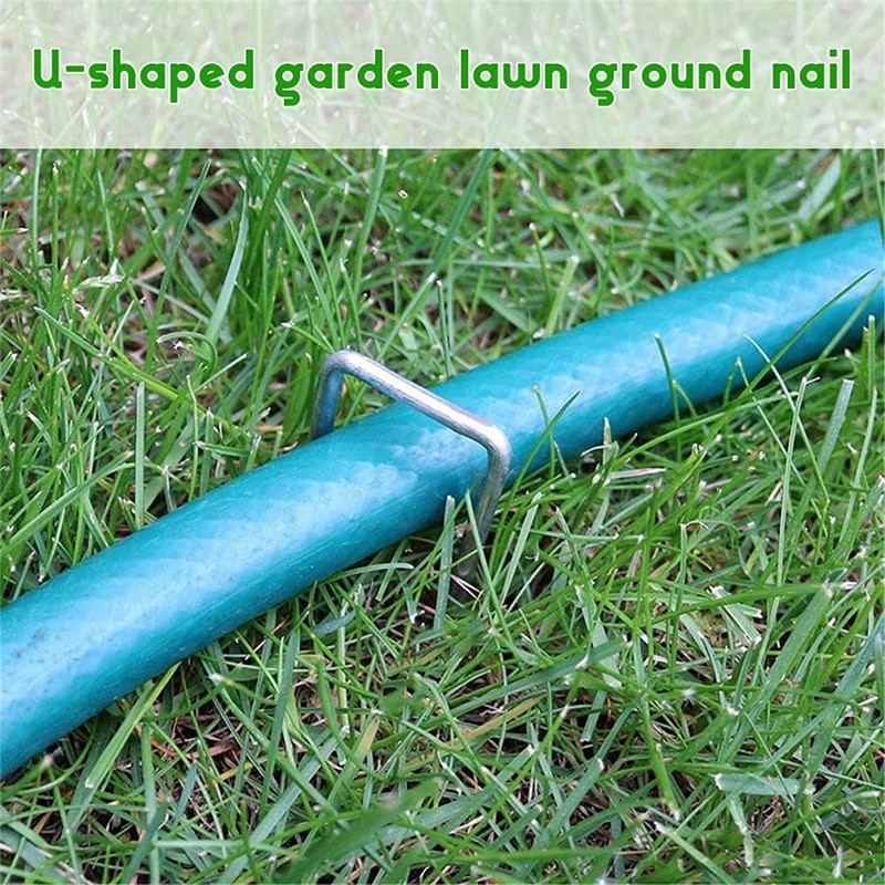 50 ks záhradných kolíkov v tvare U s vysokou nosnosťou, pozinkovaných záhradných sponiek na ukotvenie zavlažovacích hadíc z tkaniny.