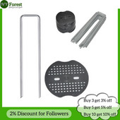 20 ks 6-palcových záhradných kolíkov v tvare U, záhradné sponky s 20 tesneniami na upevnenie vonkajšieho potrubia z umelej trávy odolnej voči tráve