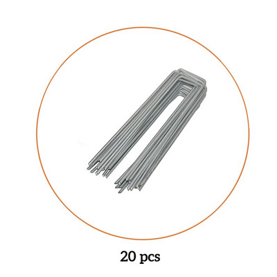 20 ks 6-palcových záhradných kolíkov v tvare U, záhradné sponky s 20 tesneniami na upevnenie vonkajšieho potrubia z umelej trávy odolnej voči tráve