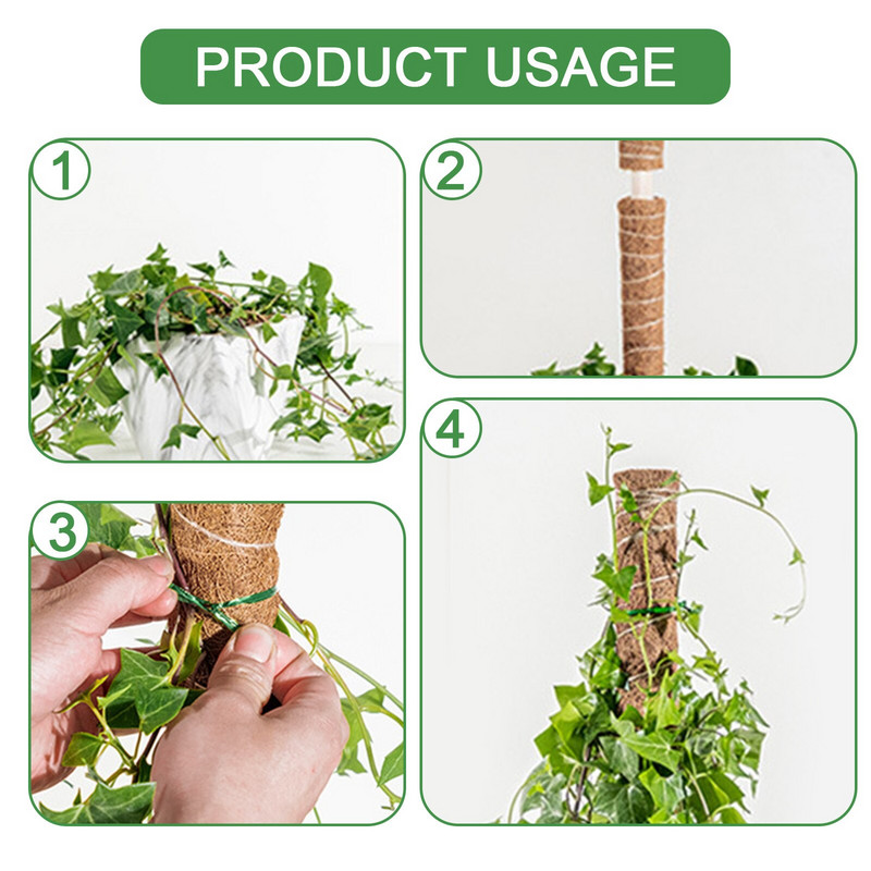 2 τεμ. 40cm Σετ πόλων βρύου για τυρί Γλαστράκι στοιβαζόμενο ραβδί βρύου Δεσμοί φυτών Στύλος κοκοφοίνικα για φυτά σε γλάστρες Εσωτερικός κήπος