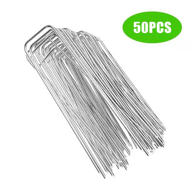 50PCS Landscape Pins Garden Stakes Heavy-Duty Pins Fence Stakes for Weed Barrier Fabric Ground Cover Dripper Irrigation Tubation