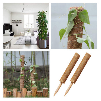 2 τμχ Garden Coir Totem Sticks Palm καρύδας Vine Support Plant Pole Moss Stick for Climbing Plant Support Extension with 10 Tag