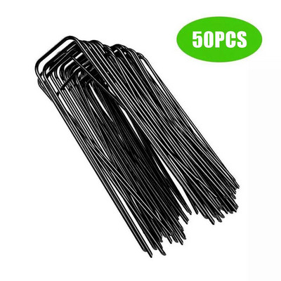 50 ks 2,5*4*200 mm/2,8*25*150 mm pozinkované oceľové záhradné kolíky v tvare U, záhradné kolíky, antikorózne plotové kolíky, zemné kolíky
