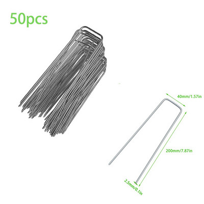 50 ks 2,5*4*200 mm/2,8*25*150 mm pozinkované oceľové záhradné kolíky v tvare U, záhradné kolíky, antikorózne plotové kolíky, zemné kolíky