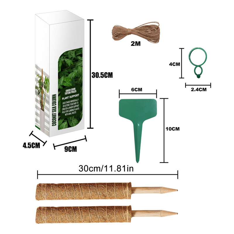 2 ks 11,8 palcov Podpora rastlín Totemový stĺp Rastlina Lezenie z kokosového machu Totemový stĺp pre popínavé rastliny Podpora predĺženie Izbová rastlina