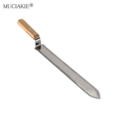 1/2/3/5/10PC 40cm Z-tip nazubljeni nož za med s drvenom drškom, strugač od nehrđajućeg oštrica, pčelarska pčelarska oprema za med