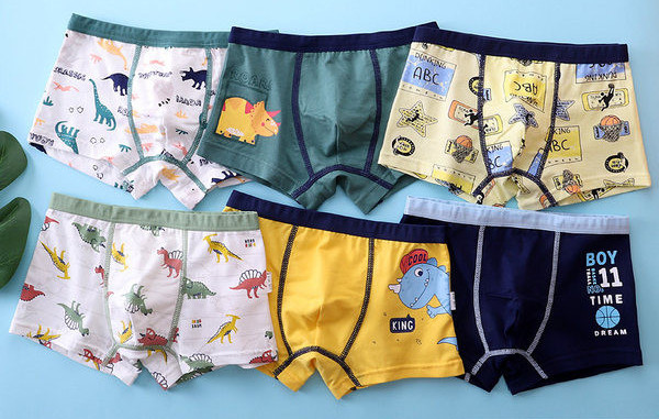 Keturių vaikiškų bokserių kelnaičių komplektas su skirtingais raštais berniukams