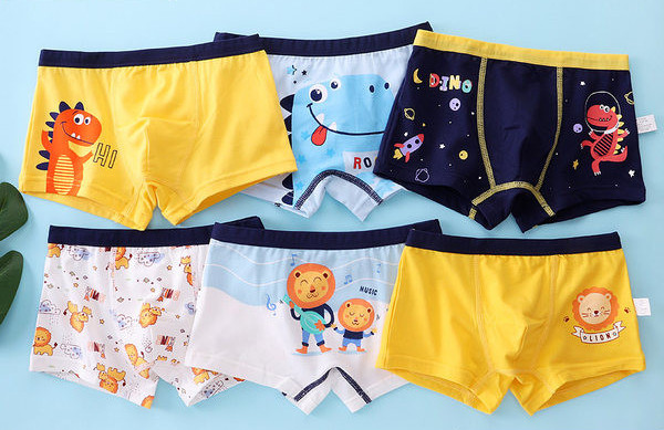 Keturių vaikiškų bokserių kelnaičių komplektas su skirtingais raštais berniukams