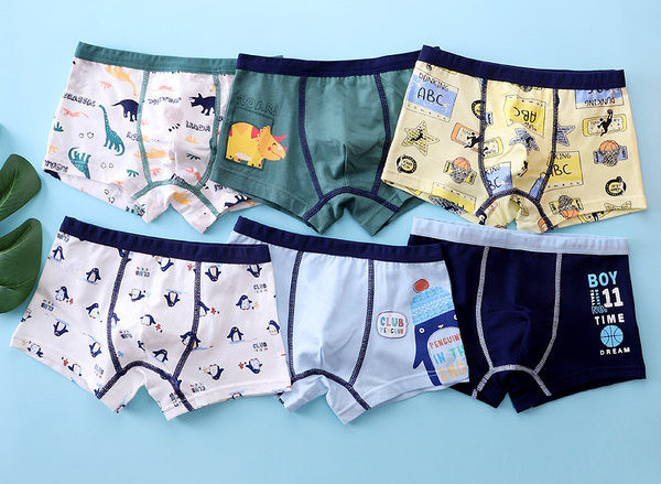 Keturių vaikiškų bokserių kelnaičių komplektas su skirtingais raštais berniukams