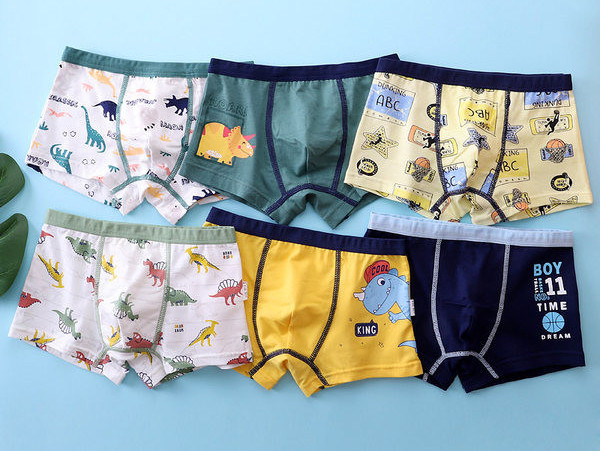 Keturių vaikiškų bokserių kelnaičių komplektas su skirtingais raštais berniukams