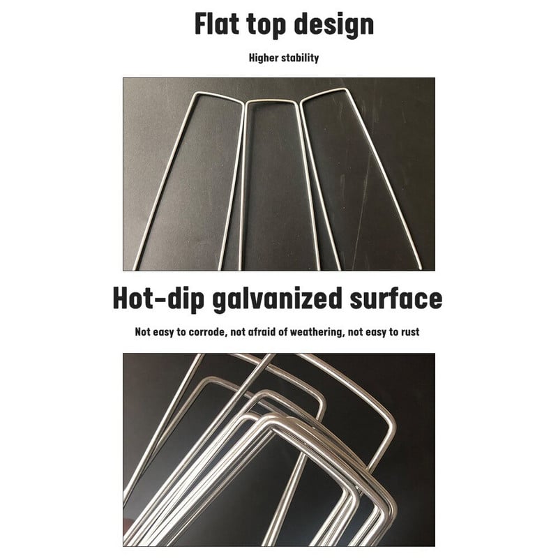 100 ks viacúčelových klincov v tvare U, pozinkovaných klincov na trávnik, záhradných kolíkov, vysokovýkonných kolíkov, antikoróznych plotov