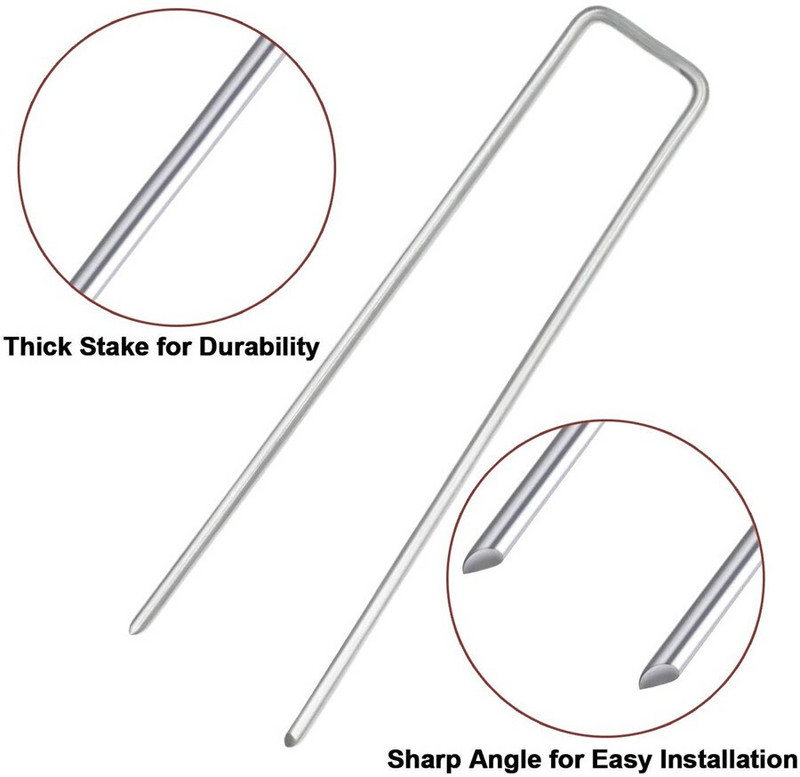 100 vnt Vejos sodas U formos nagai Spygliai Inkarai dirbtinei žolei Tvirtinti tvoras Plėvelė, apsauganti nuo piktžolių, cinkuota grunto vinys