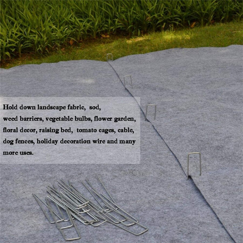 100 vnt Vejos sodas U formos nagai Spygliai Inkarai dirbtinei žolei Tvirtinti tvoras Plėvelė, apsauganti nuo piktžolių, cinkuota grunto vinys