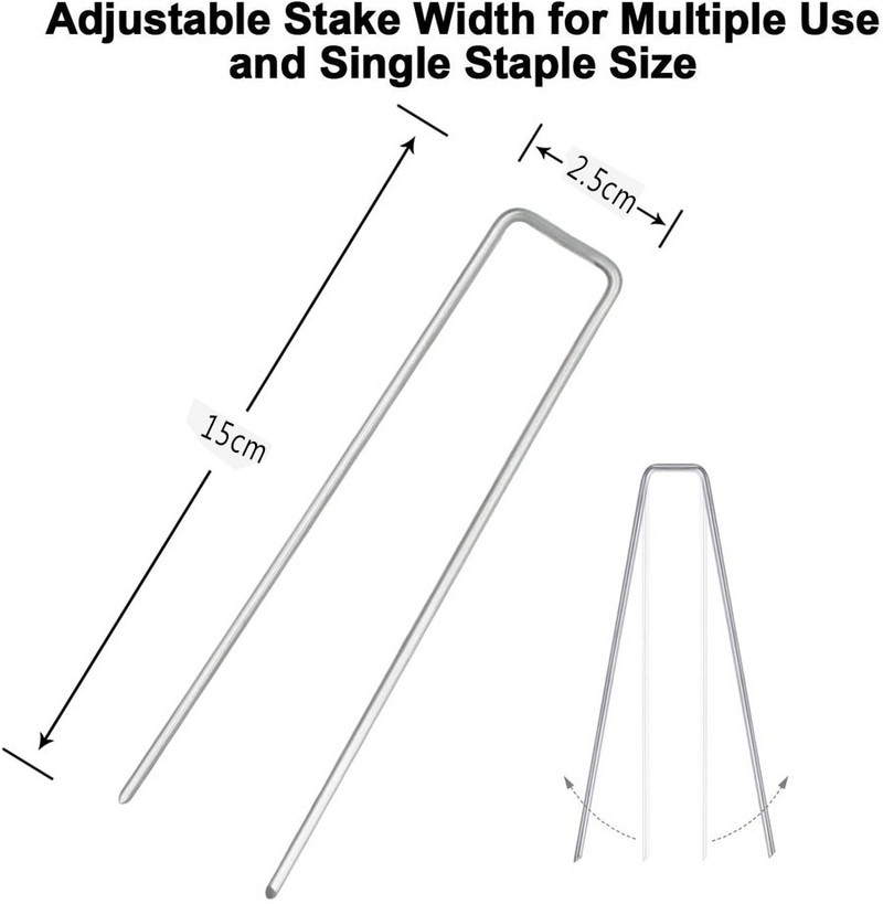 100 vnt Vejos sodas U formos nagai Spygliai Inkarai dirbtinei žolei Tvirtinti tvoras Plėvelė, apsauganti nuo piktžolių, cinkuota grunto vinys
