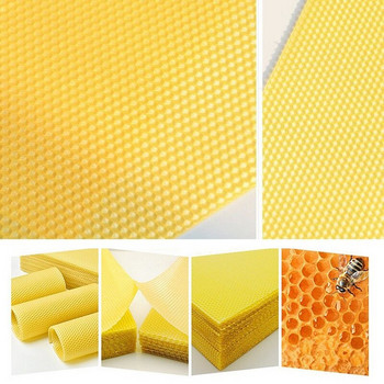 30Pcs Основа от пчелна пита Основа от пчелен восък Листове Хартиени свещи Изработка на люспи от пчелен восък Инструмент за пчеларство 14X 10 X 0,3 Cm